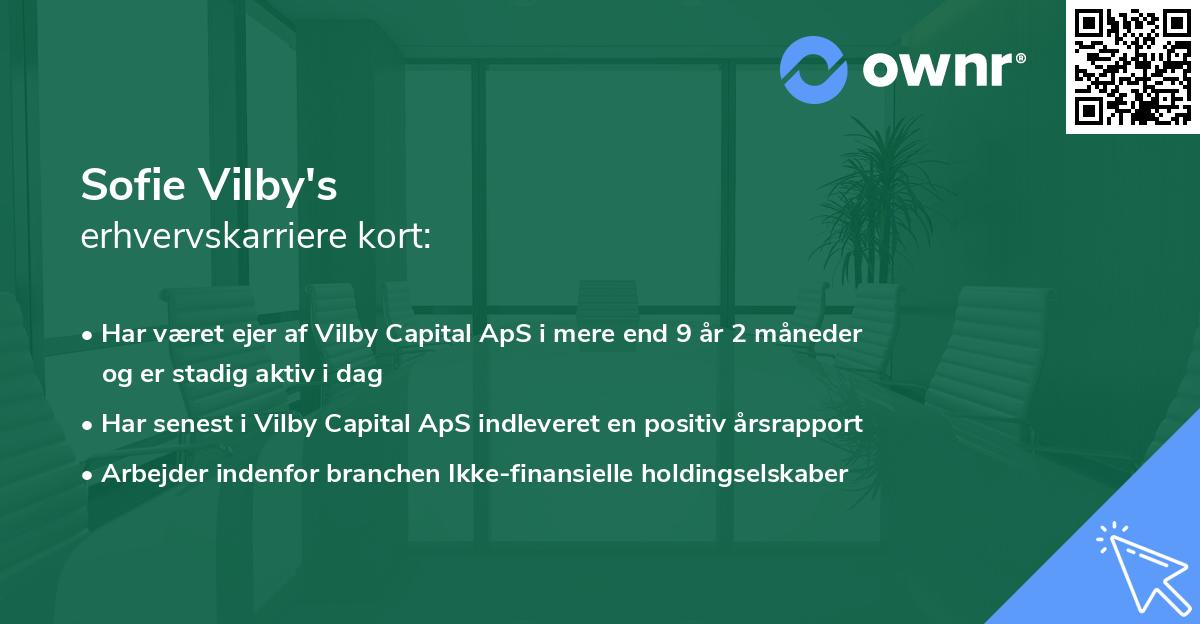 Sofie Vilby's erhvervskarriere kort