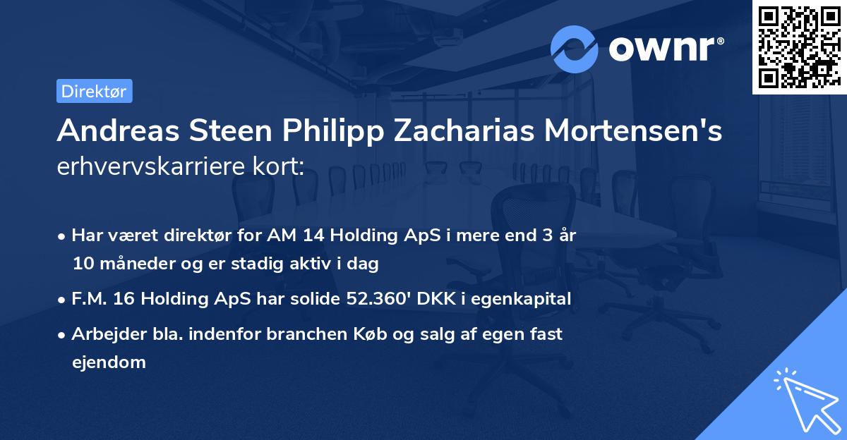 Andreas Steen Philipp Zacharias Mortensen's erhvervskarriere kort