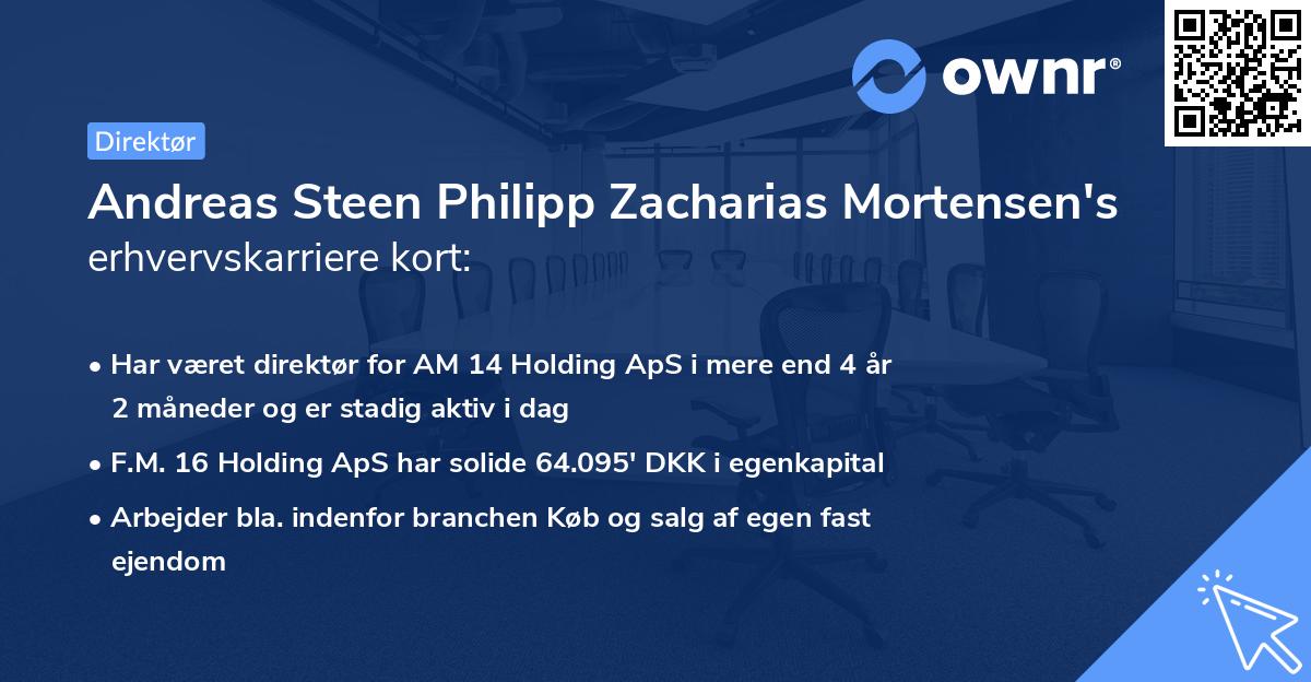 Andreas Steen Philipp Zacharias Mortensen's erhvervskarriere kort