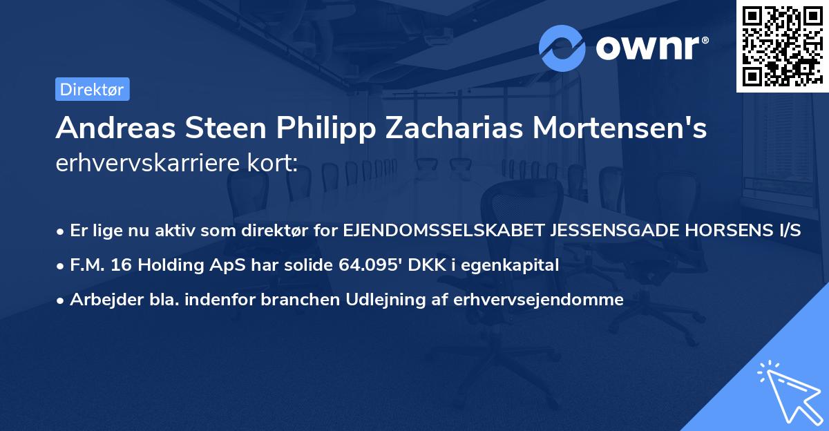 Andreas Steen Philipp Zacharias Mortensen's erhvervskarriere kort