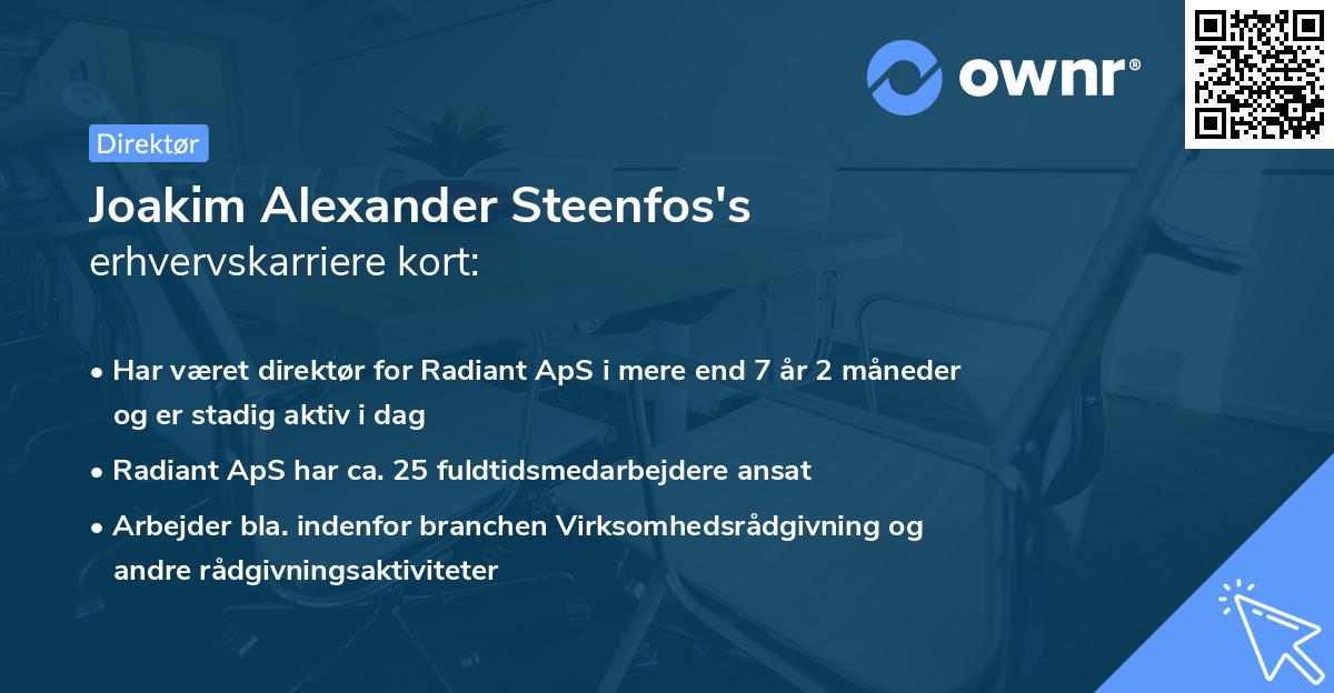 Joakim Alexander Steenfos's erhvervskarriere kort