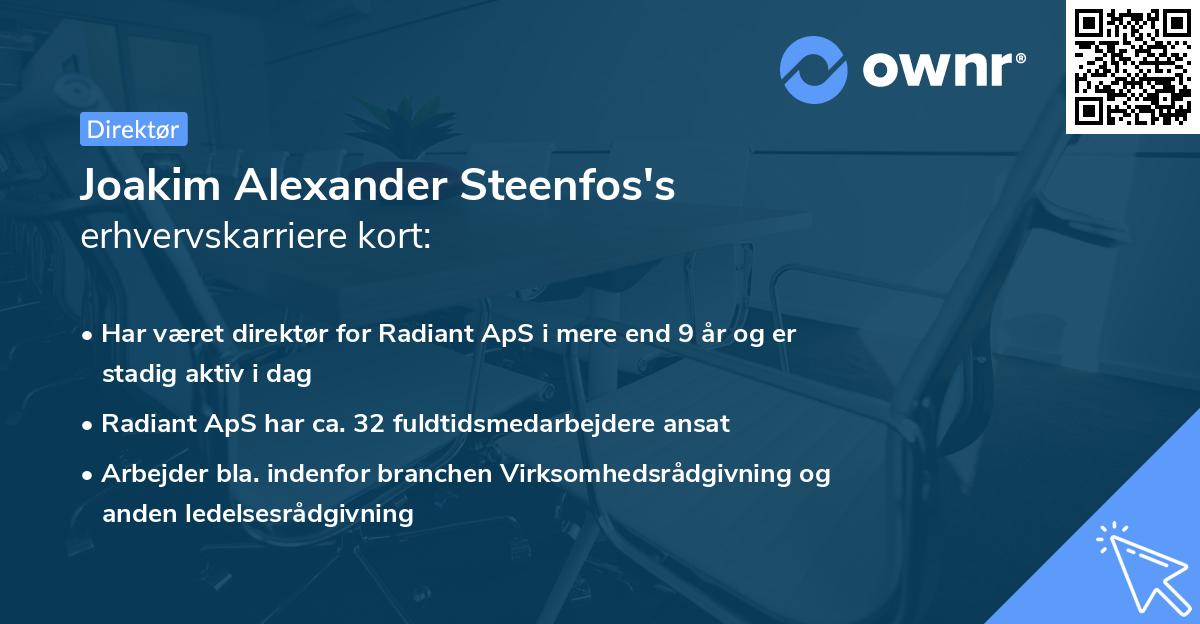 Joakim Alexander Steenfos's erhvervskarriere kort