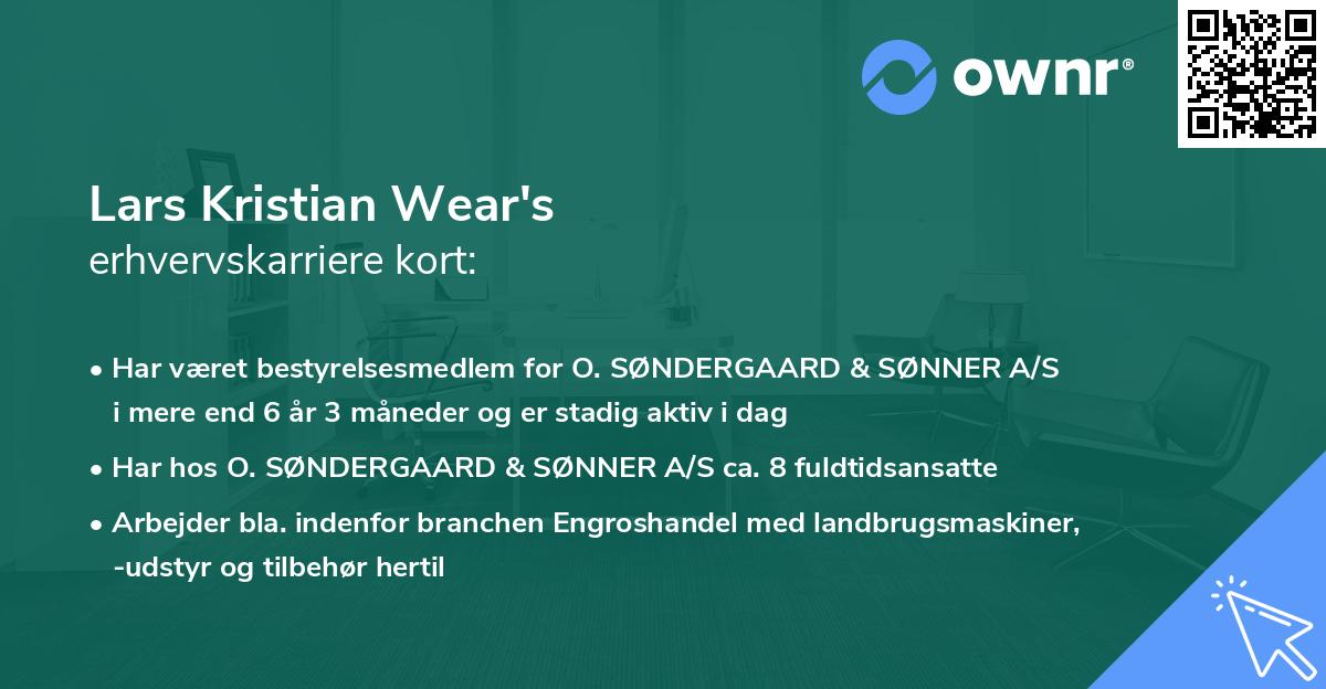 Lars Kristian Wear's erhvervskarriere kort