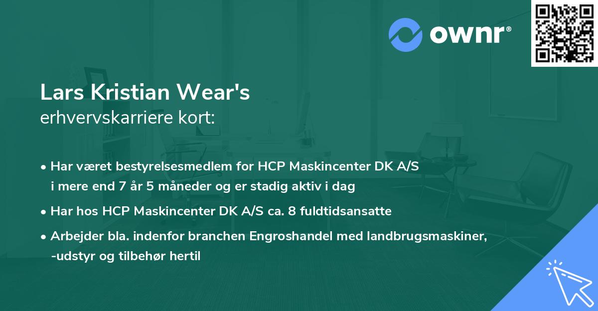 Lars Kristian Wear's erhvervskarriere kort