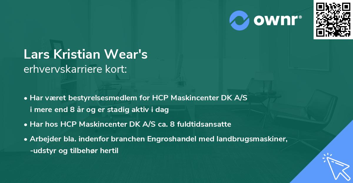 Lars Kristian Wear's erhvervskarriere kort