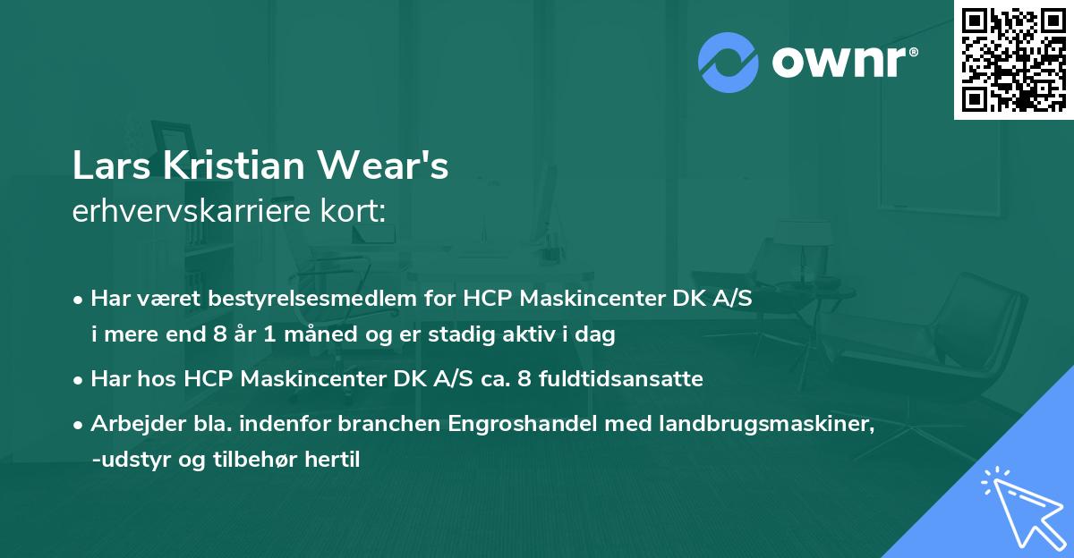 Lars Kristian Wear's erhvervskarriere kort