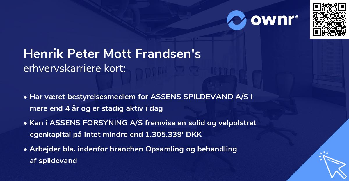 Henrik Peter Mott Frandsen's erhvervskarriere kort