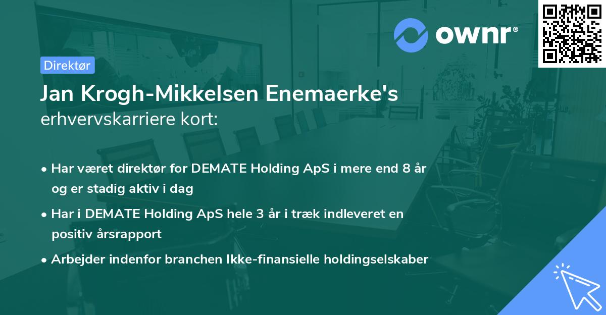 Jan Krogh-Mikkelsen Enemaerke's erhvervskarriere kort
