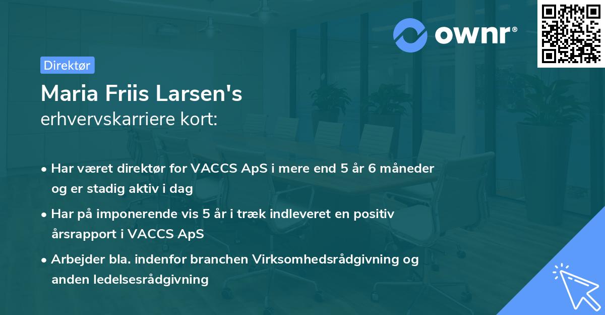 Maria Friis Larsen's erhvervskarriere kort