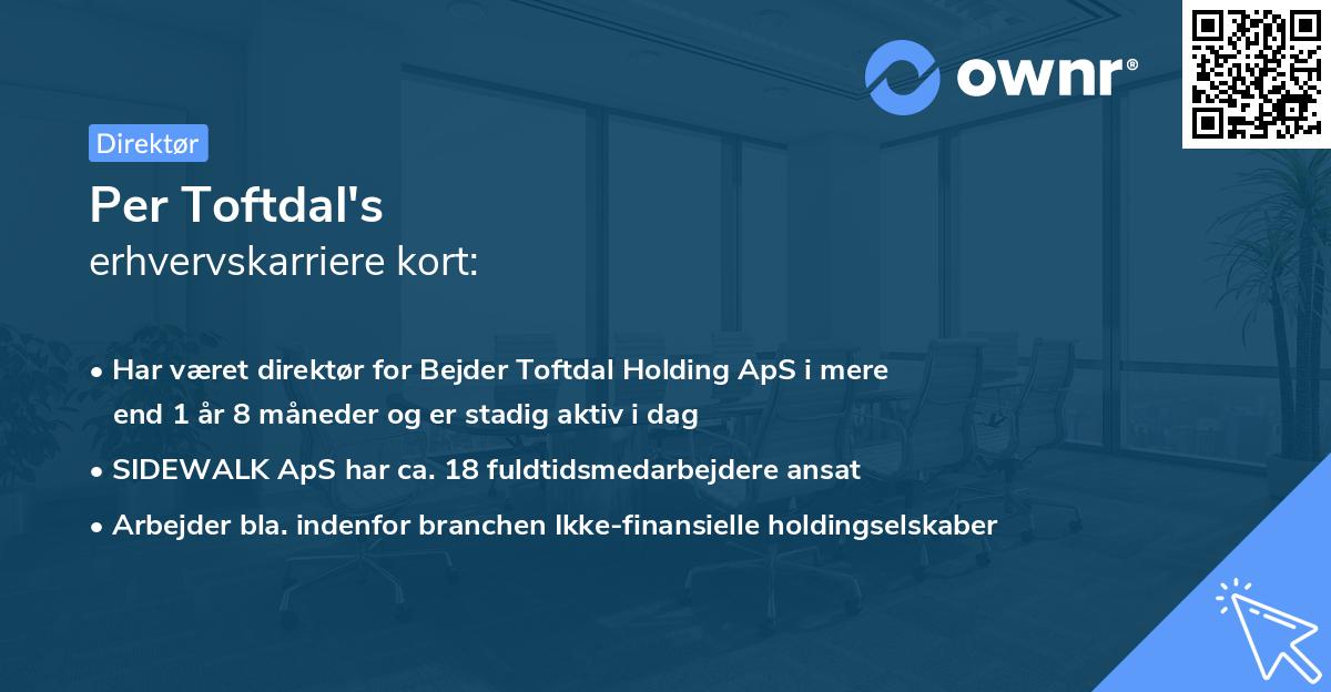 Per Toftdal's erhvervskarriere kort