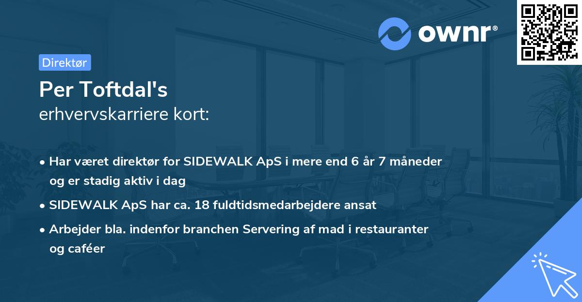 Per Toftdal's erhvervskarriere kort