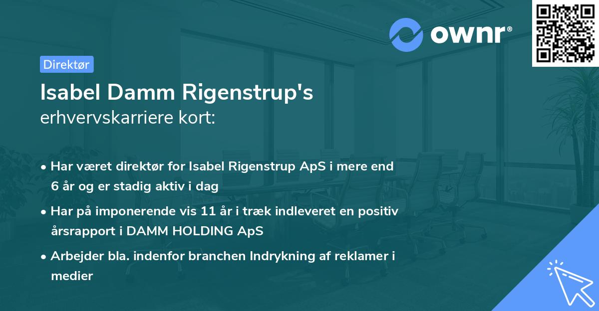 Isabel Damm Rigenstrup's erhvervskarriere kort