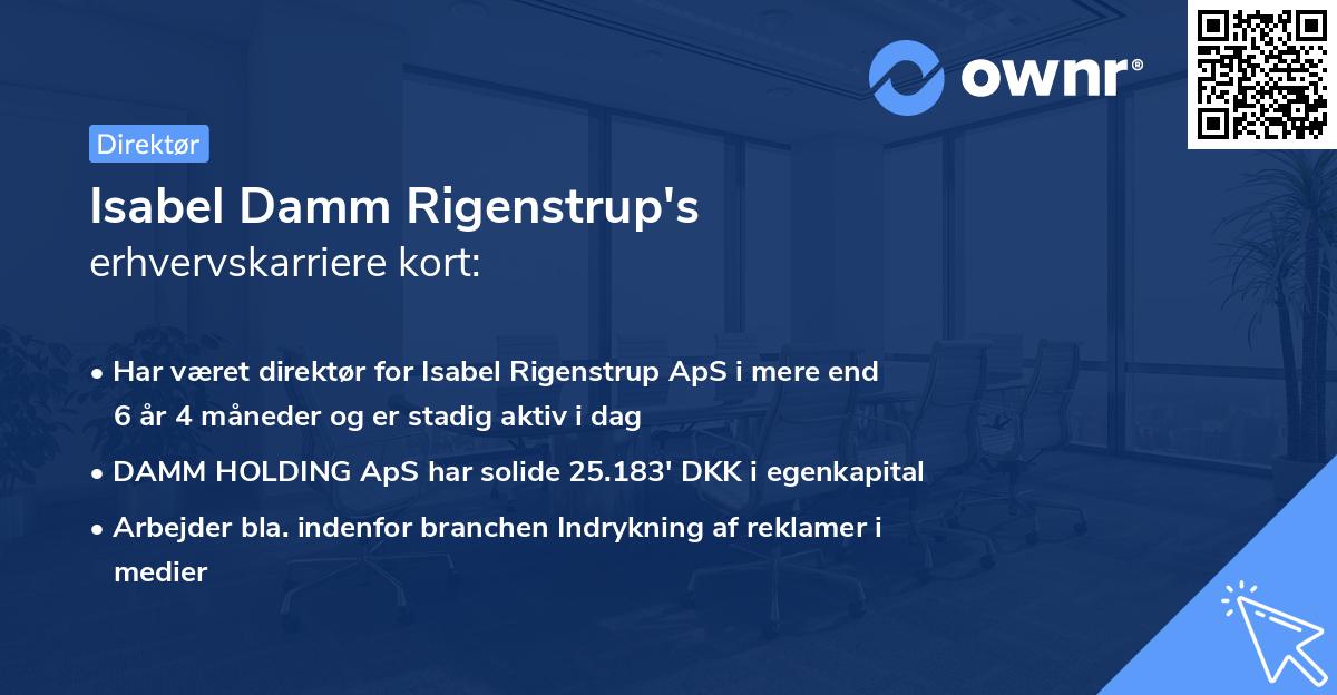 Isabel Damm Rigenstrup's erhvervskarriere kort