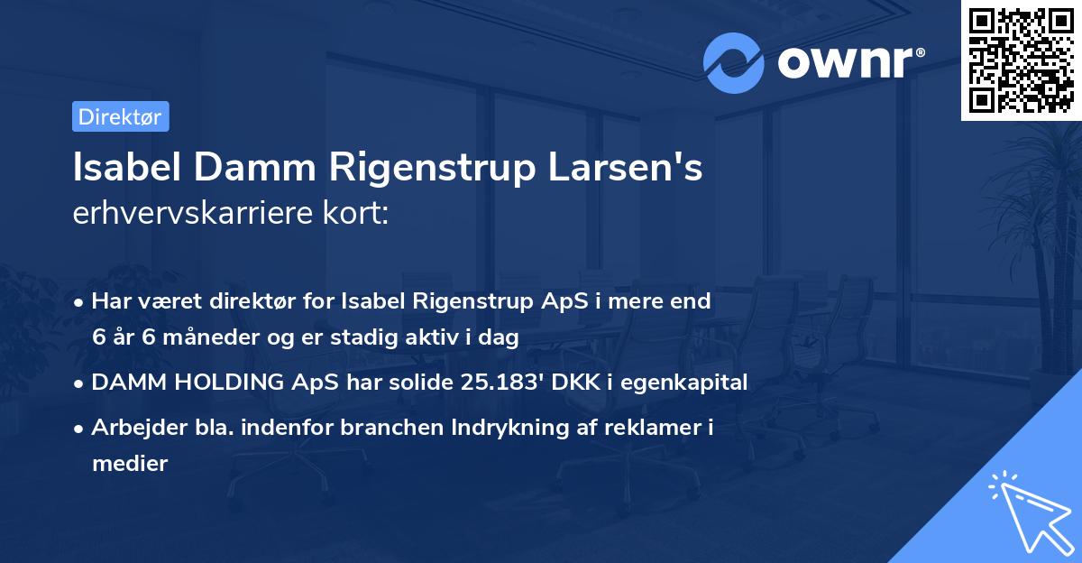 Isabel Damm Rigenstrup Larsen's erhvervskarriere kort