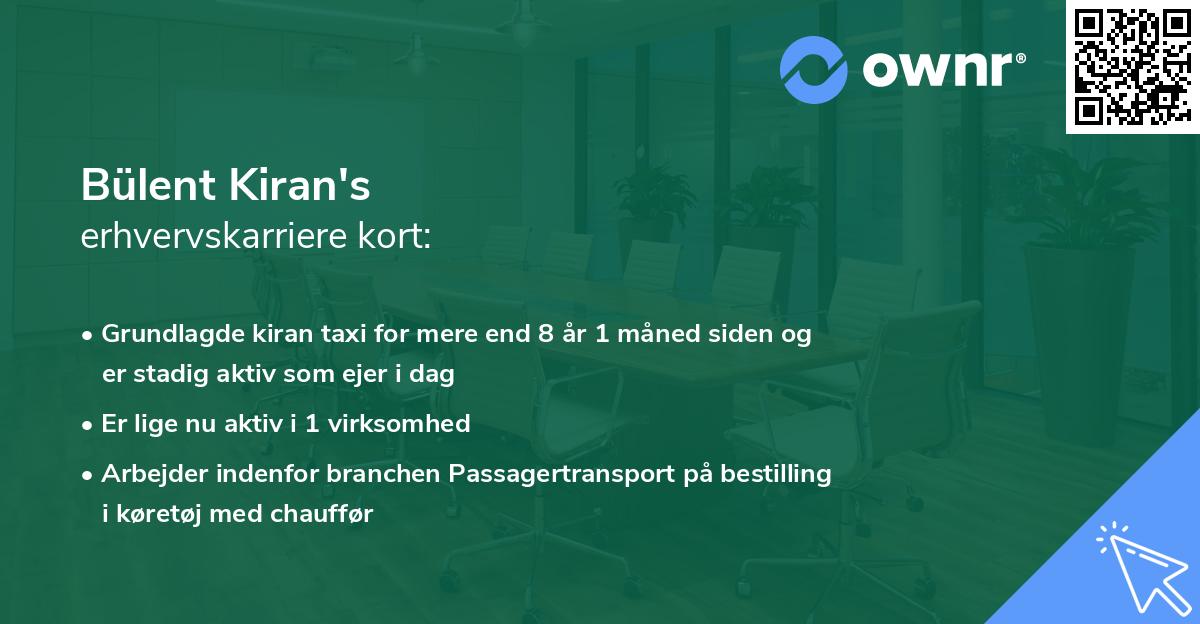 Bülent Kiran's erhvervskarriere kort