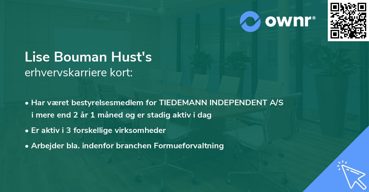 Lise Bouman Hust's erhvervskarriere kort