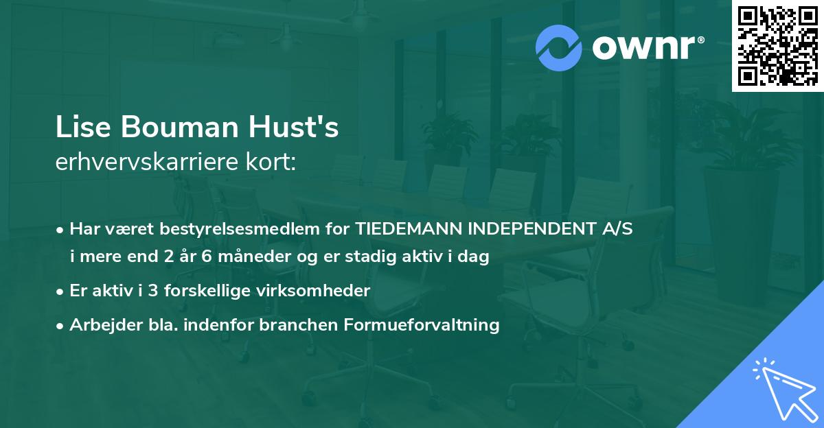 Lise Bouman Hust's erhvervskarriere kort