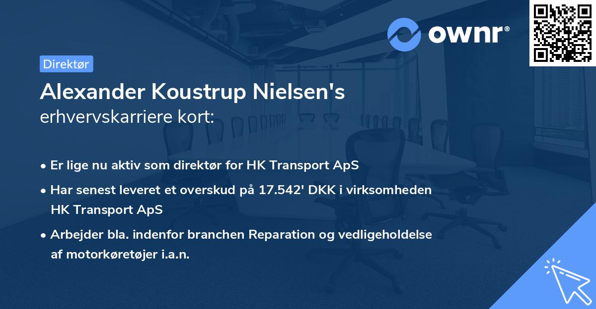 Alexander Koustrup Nielsen's erhvervskarriere kort