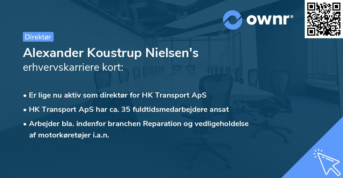 Alexander Koustrup Nielsen's erhvervskarriere kort