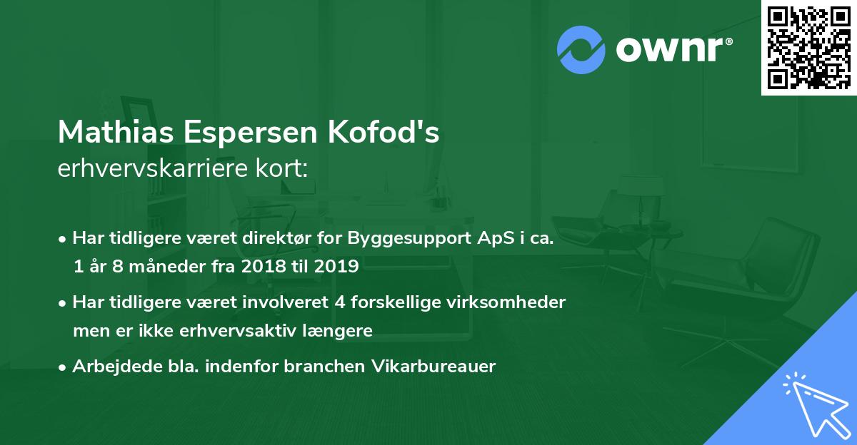 Mathias Espersen Kofod's erhvervskarriere kort
