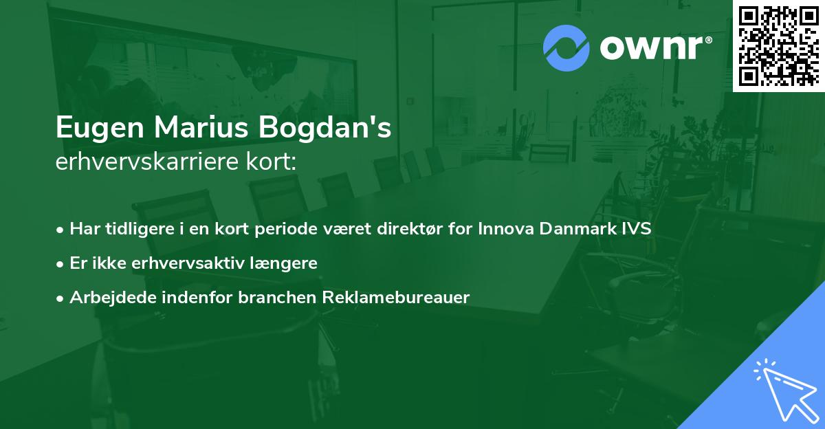Eugen Marius Bogdan's erhvervskarriere kort