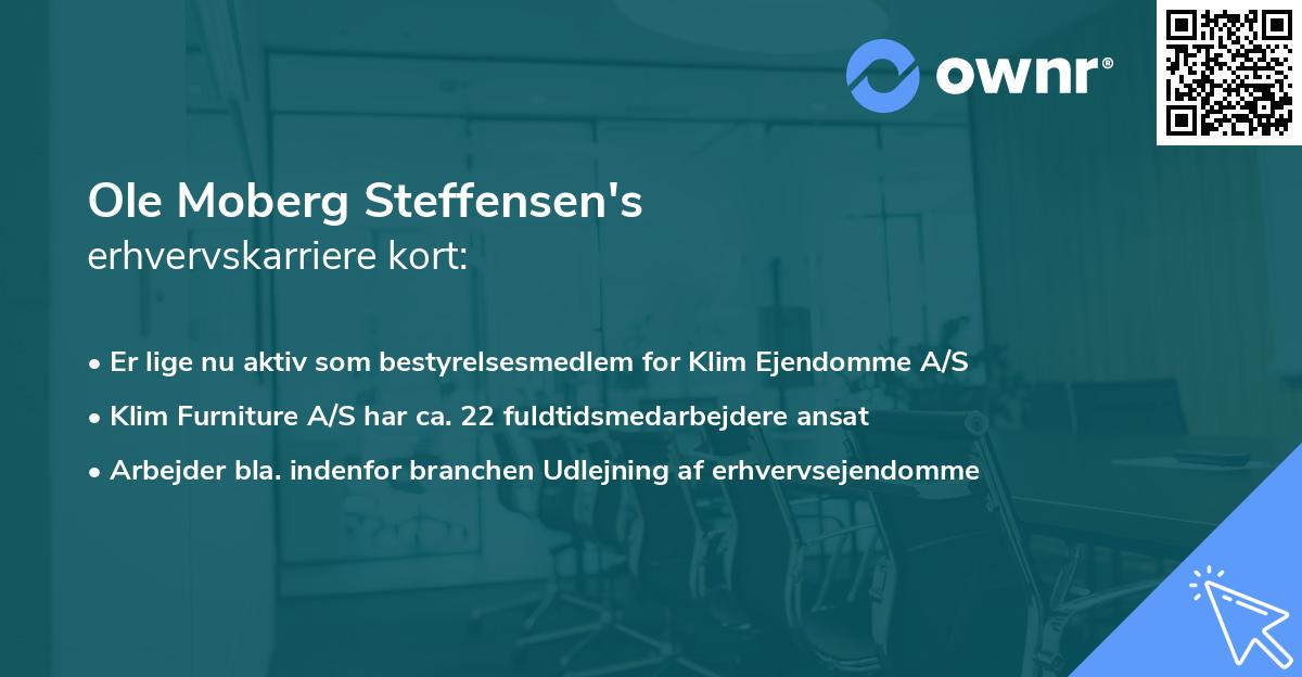Ole Moberg Steffensen's erhvervskarriere kort