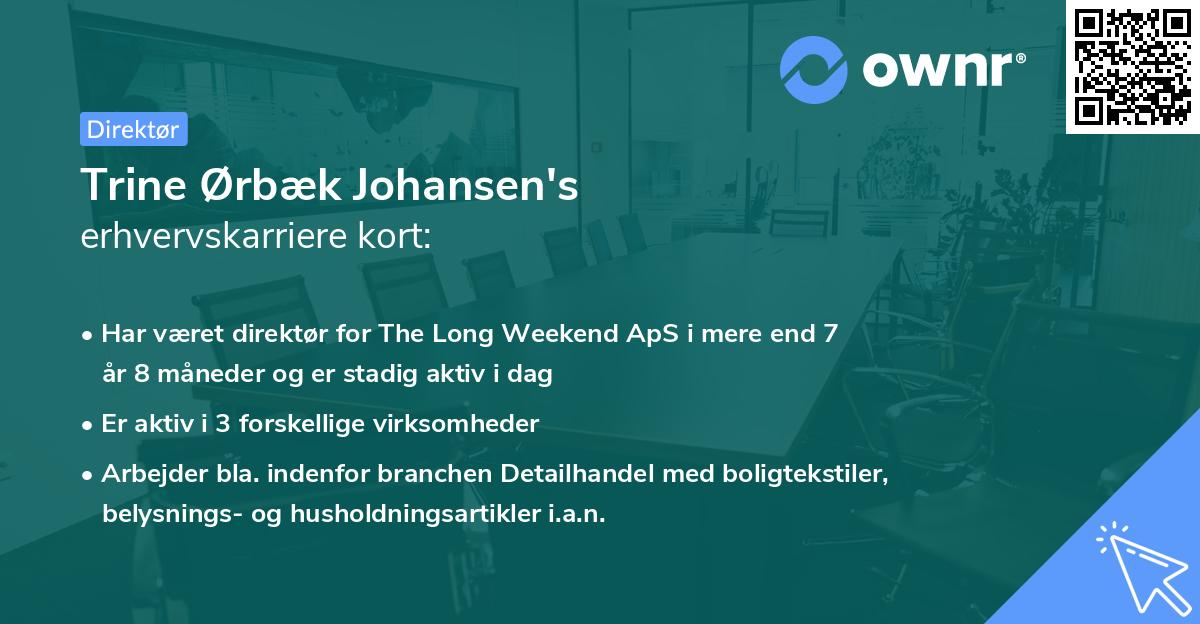 Trine Ørbæk Johansen's erhvervskarriere kort