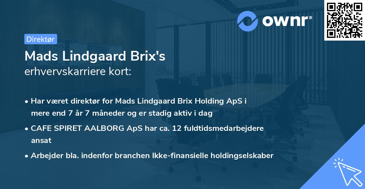 Mads Lindgaard Brix's erhvervskarriere kort