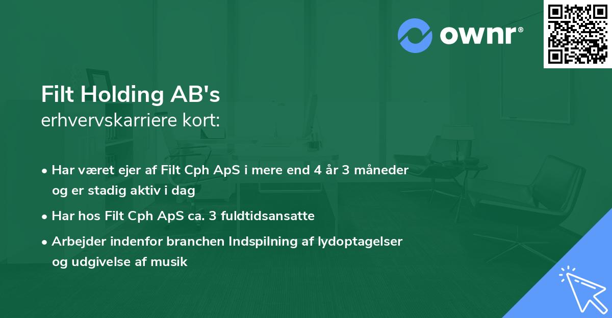 Filt Holding AB's erhvervskarriere kort