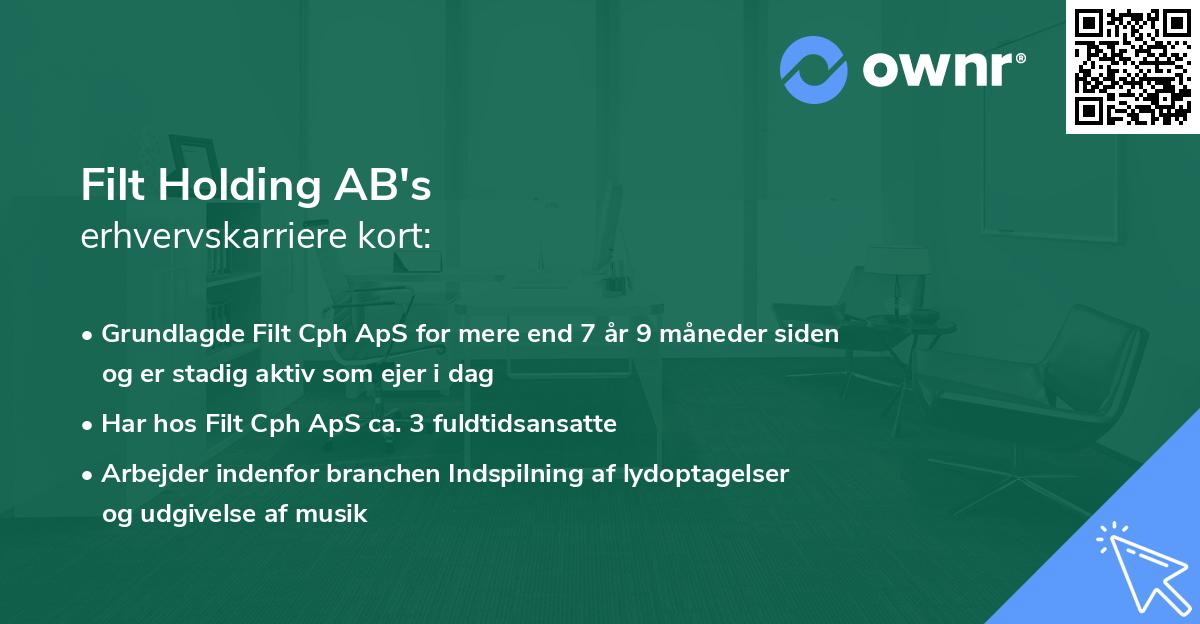 Filt Holding AB's erhvervskarriere kort