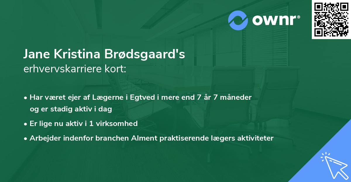 Jane Kristina Brødsgaard's erhvervskarriere kort