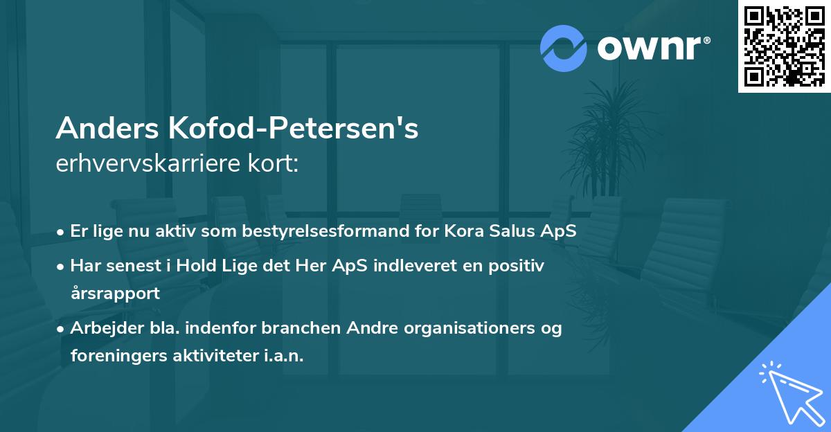 Anders Kofod-Petersen's erhvervskarriere kort