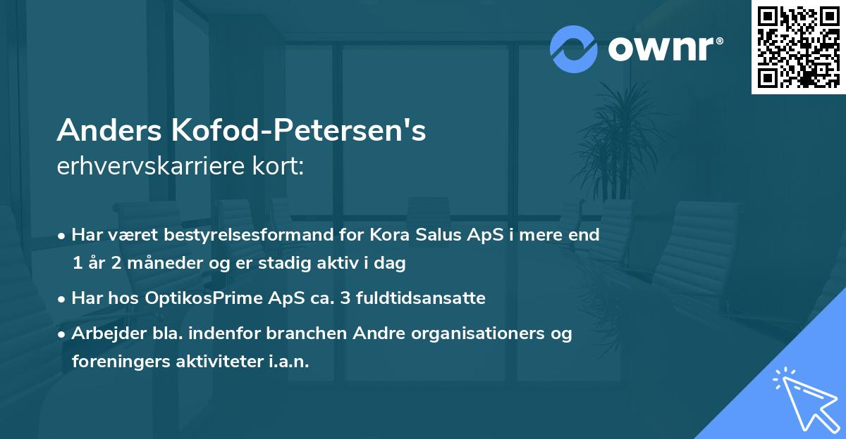 Anders Kofod-Petersen's erhvervskarriere kort