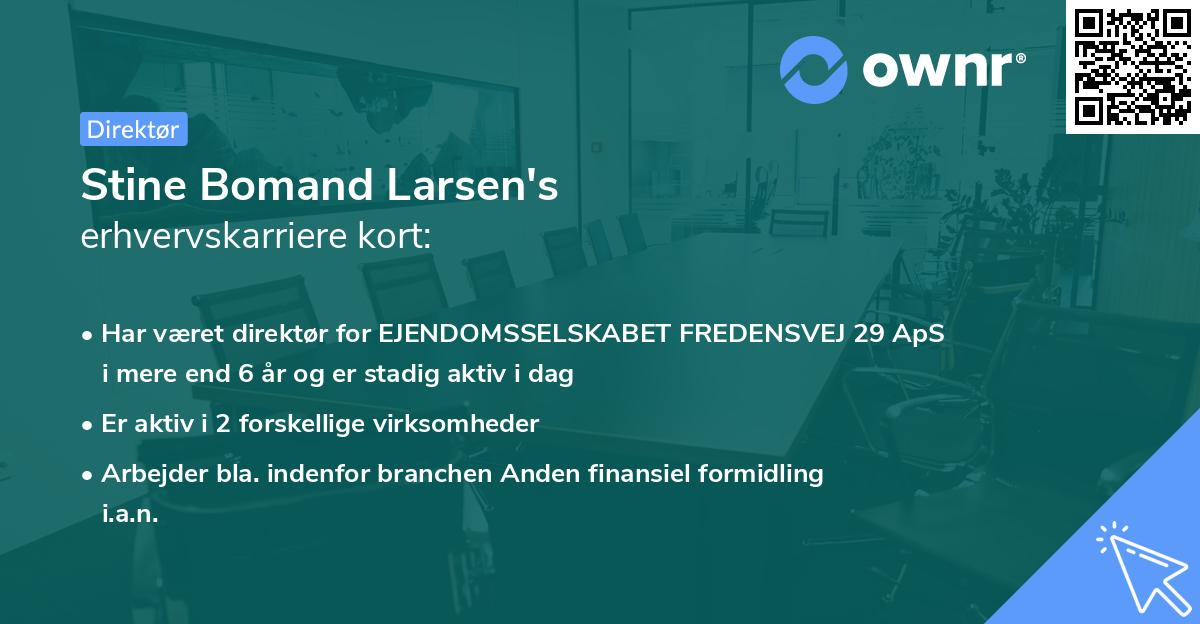 Stine Bomand Larsen's erhvervskarriere kort