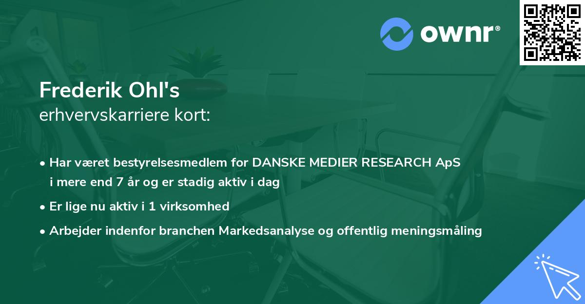 Frederik Ohl's erhvervskarriere kort