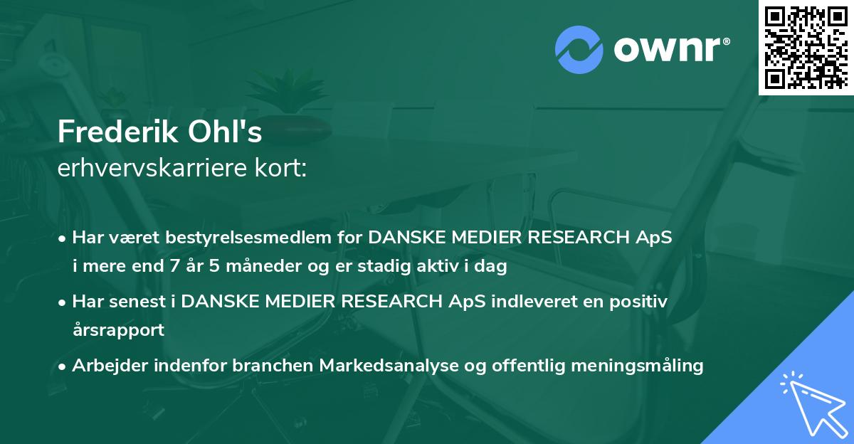 Frederik Ohl's erhvervskarriere kort