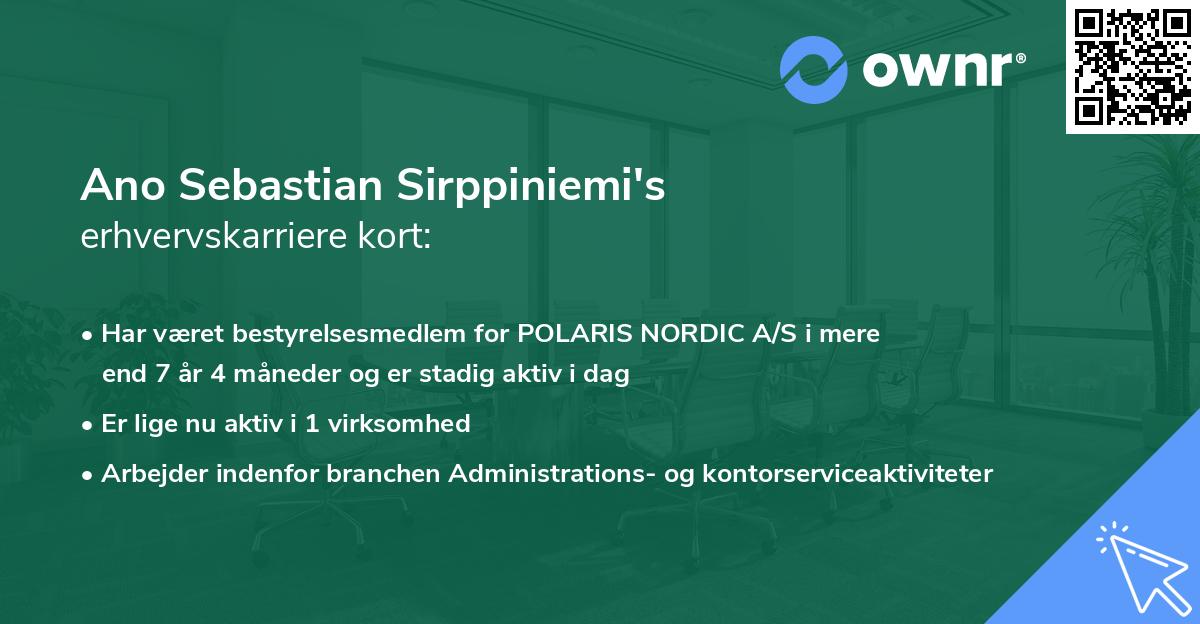 Ano Sebastian Sirppiniemi's erhvervskarriere kort