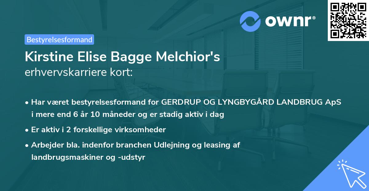 Kirstine Elise Bagge Melchior's erhvervskarriere kort