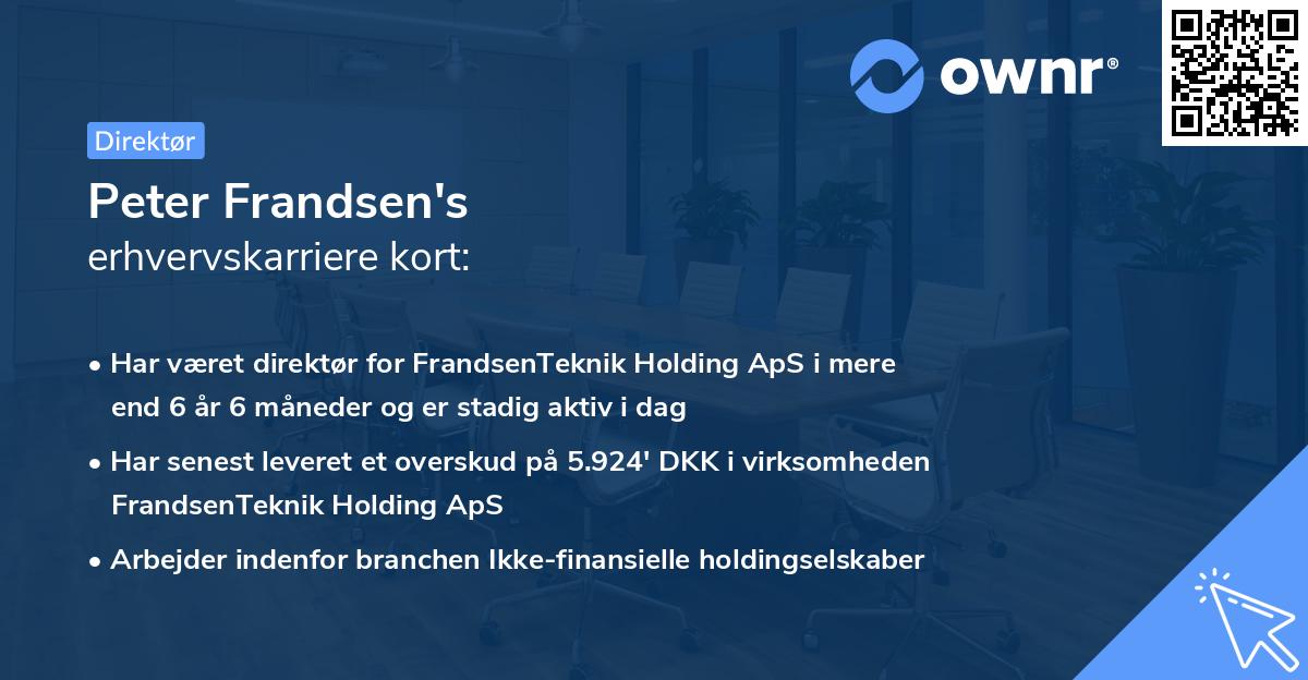 Peter Frandsen's erhvervskarriere kort