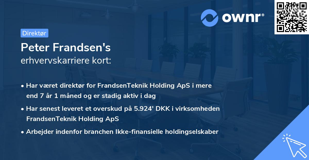 Peter Frandsen's erhvervskarriere kort
