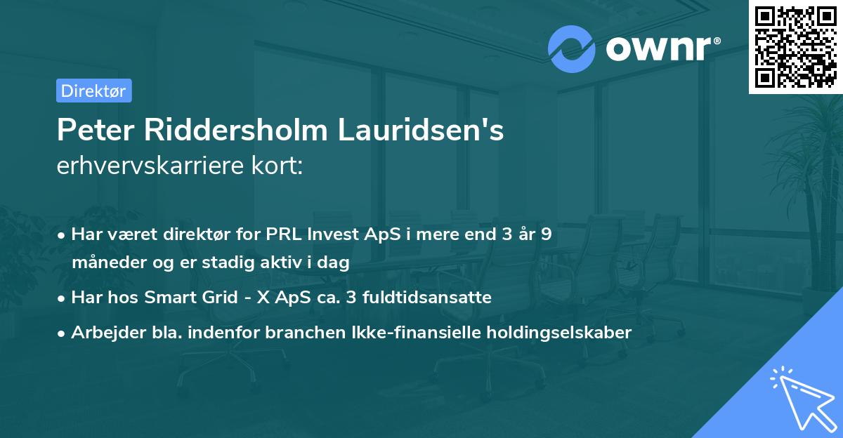 Peter Riddersholm Lauridsen's erhvervskarriere kort