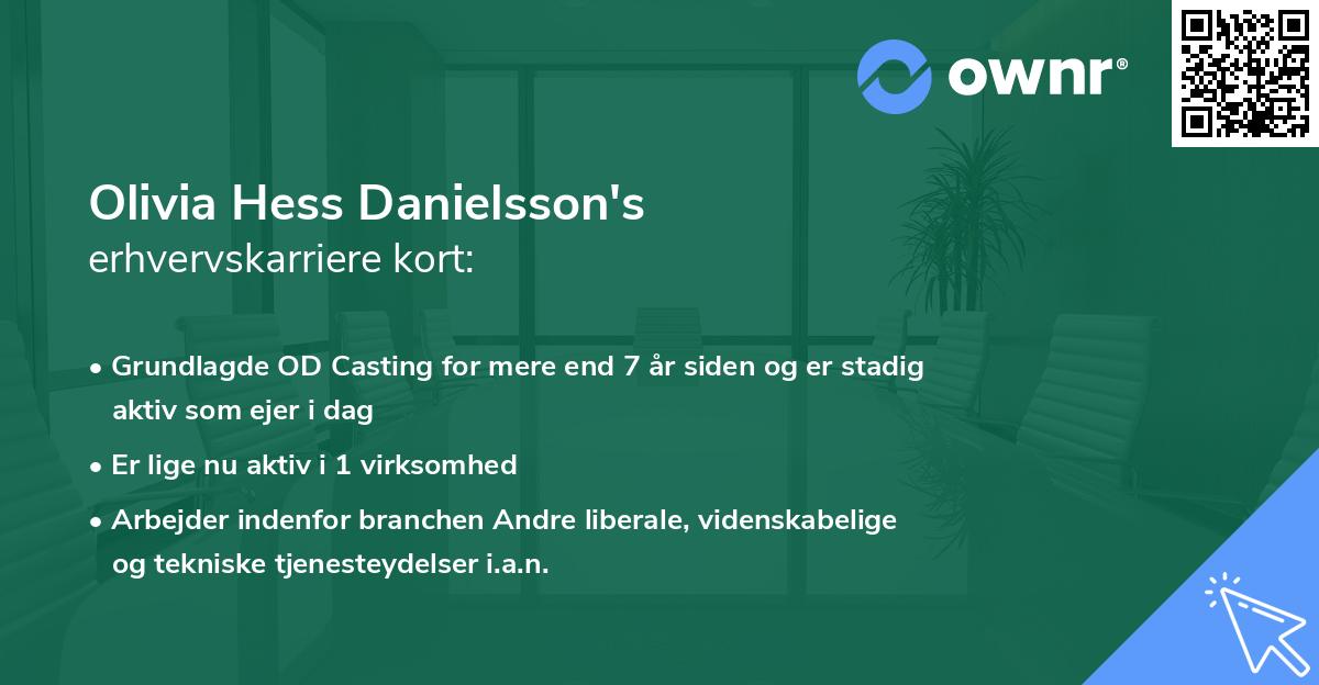 Olivia Hess Danielsson's erhvervskarriere kort