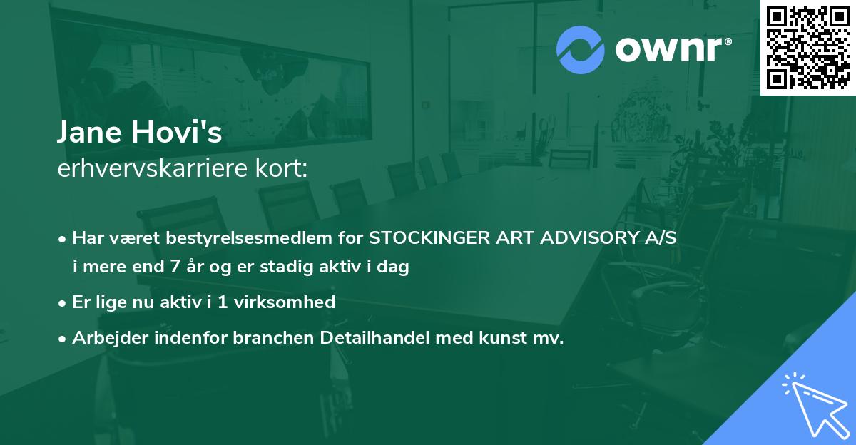 Jane Hovi's erhvervskarriere kort