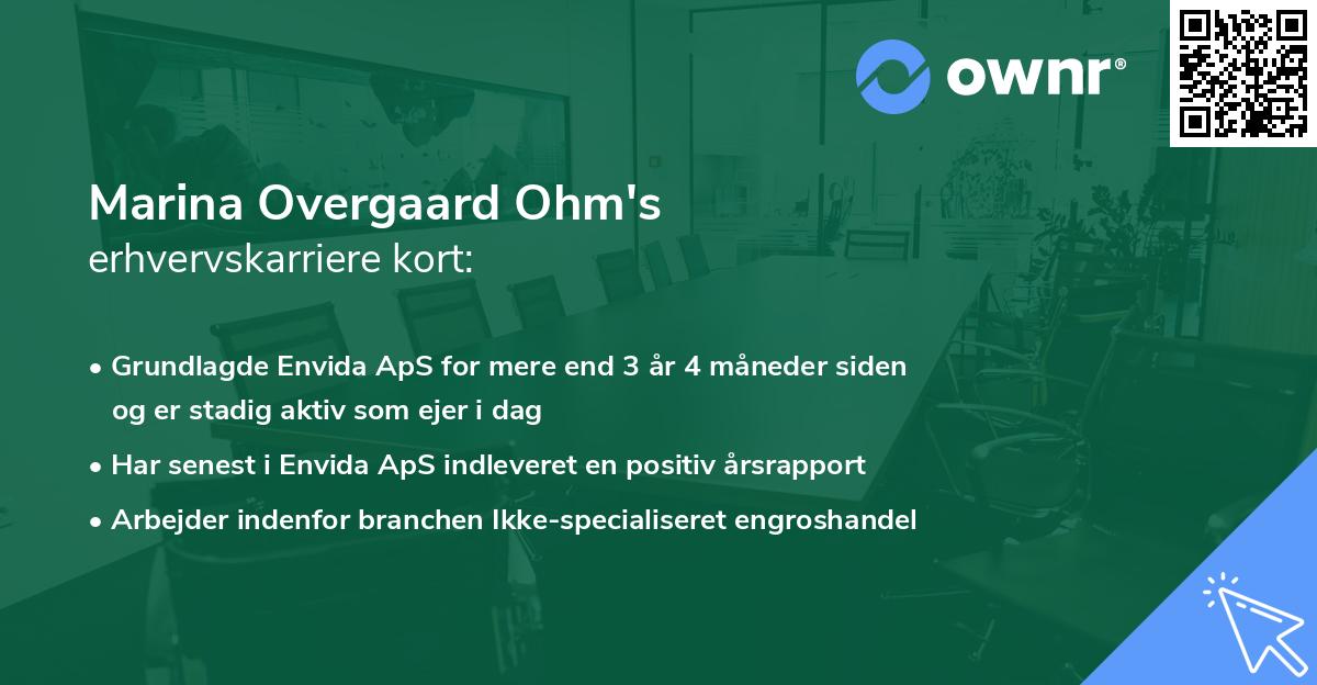 Marina Overgaard Ohm's erhvervskarriere kort