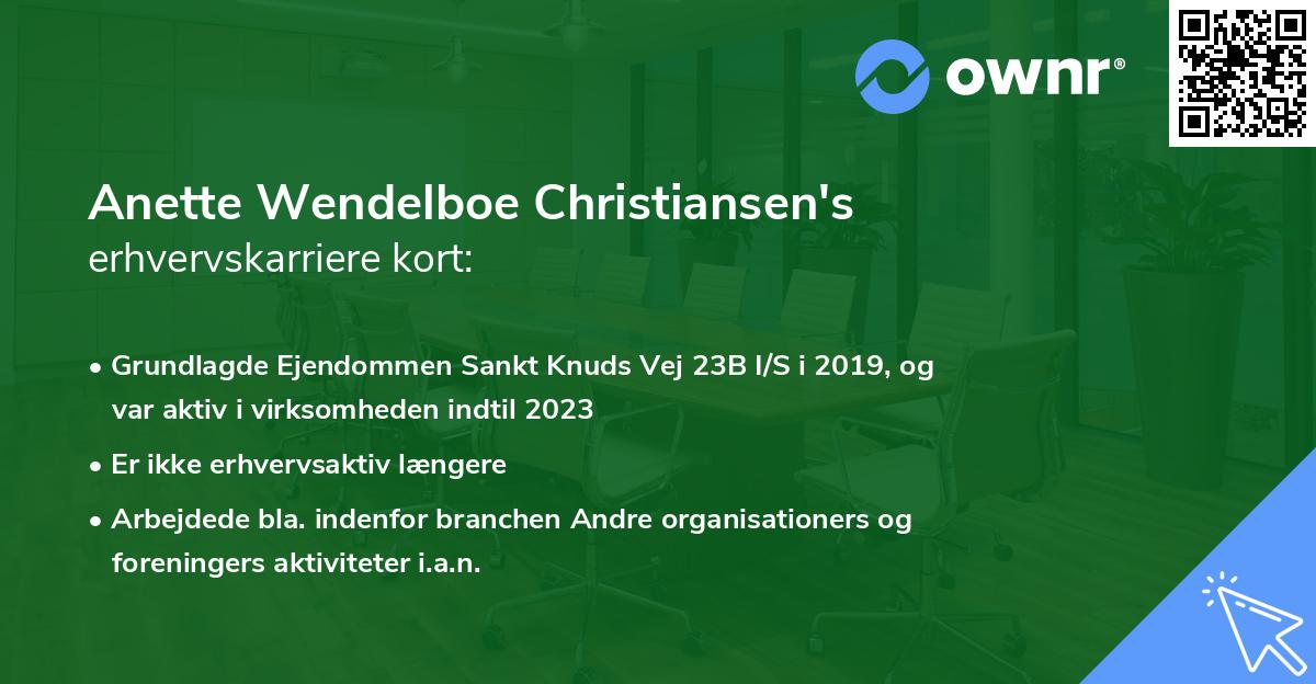 Anette Wendelboe Christiansen's erhvervskarriere kort