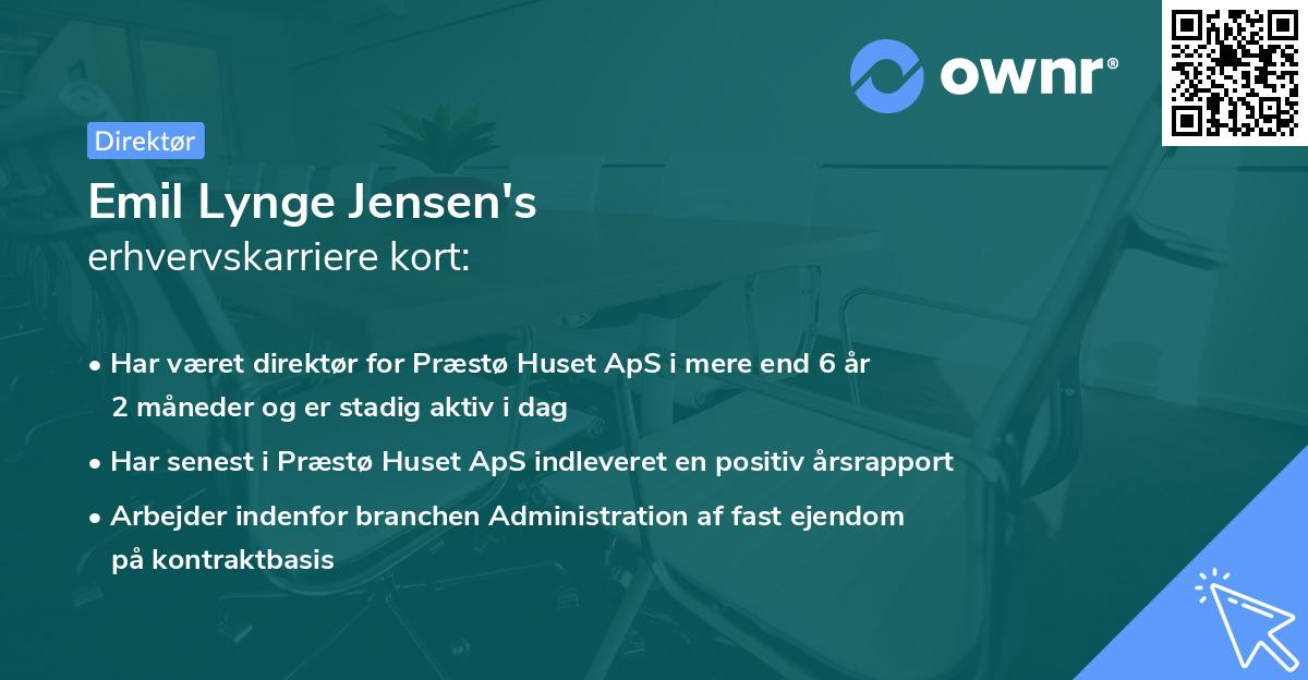 Emil Lynge Jensen's erhvervskarriere kort