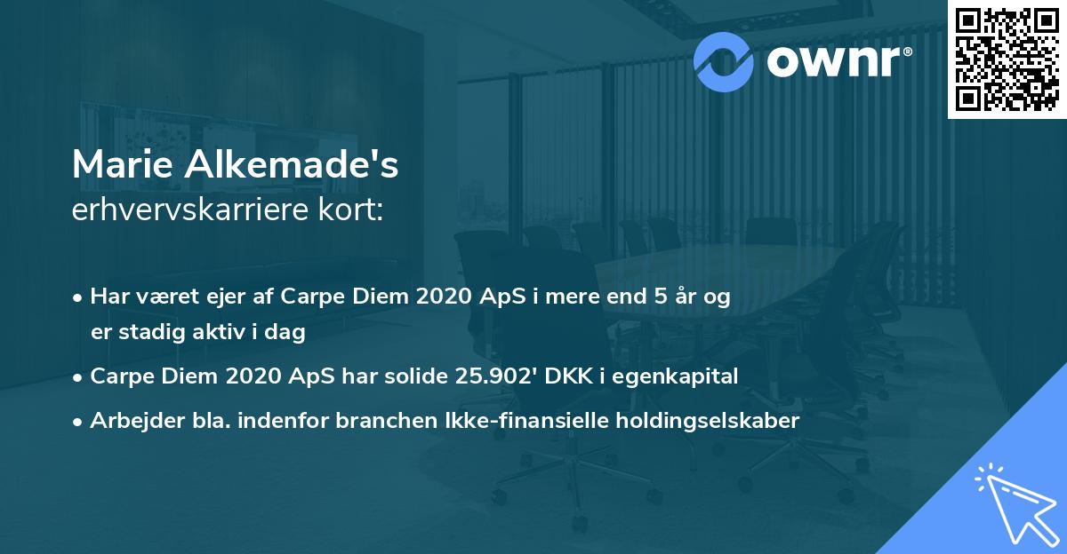 Marie Alkemade's erhvervskarriere kort