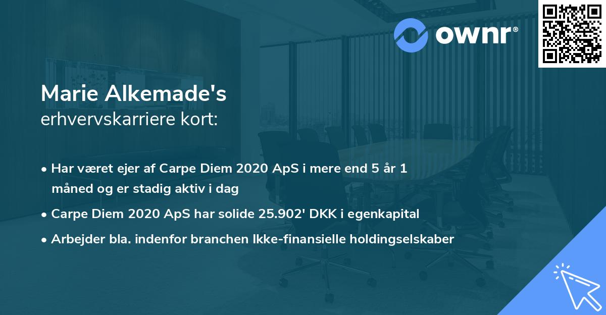 Marie Alkemade's erhvervskarriere kort