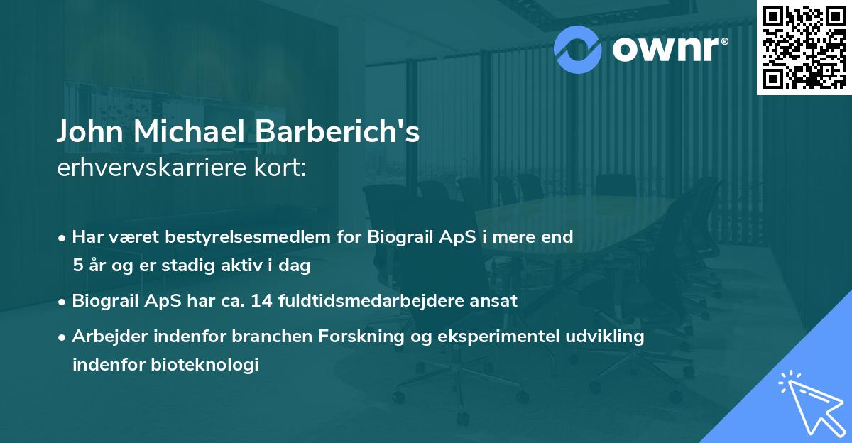 John Michael Barberich's erhvervskarriere kort