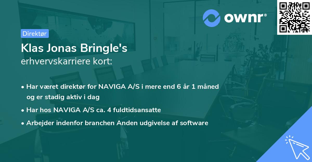 Klas Jonas Bringle's erhvervskarriere kort
